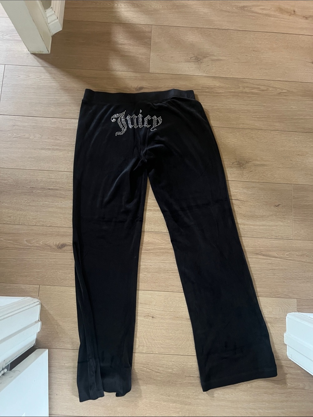 Juicy Couture Black Velour Rhinestone Logo Pants & Hoodie - Picture 2 of 4